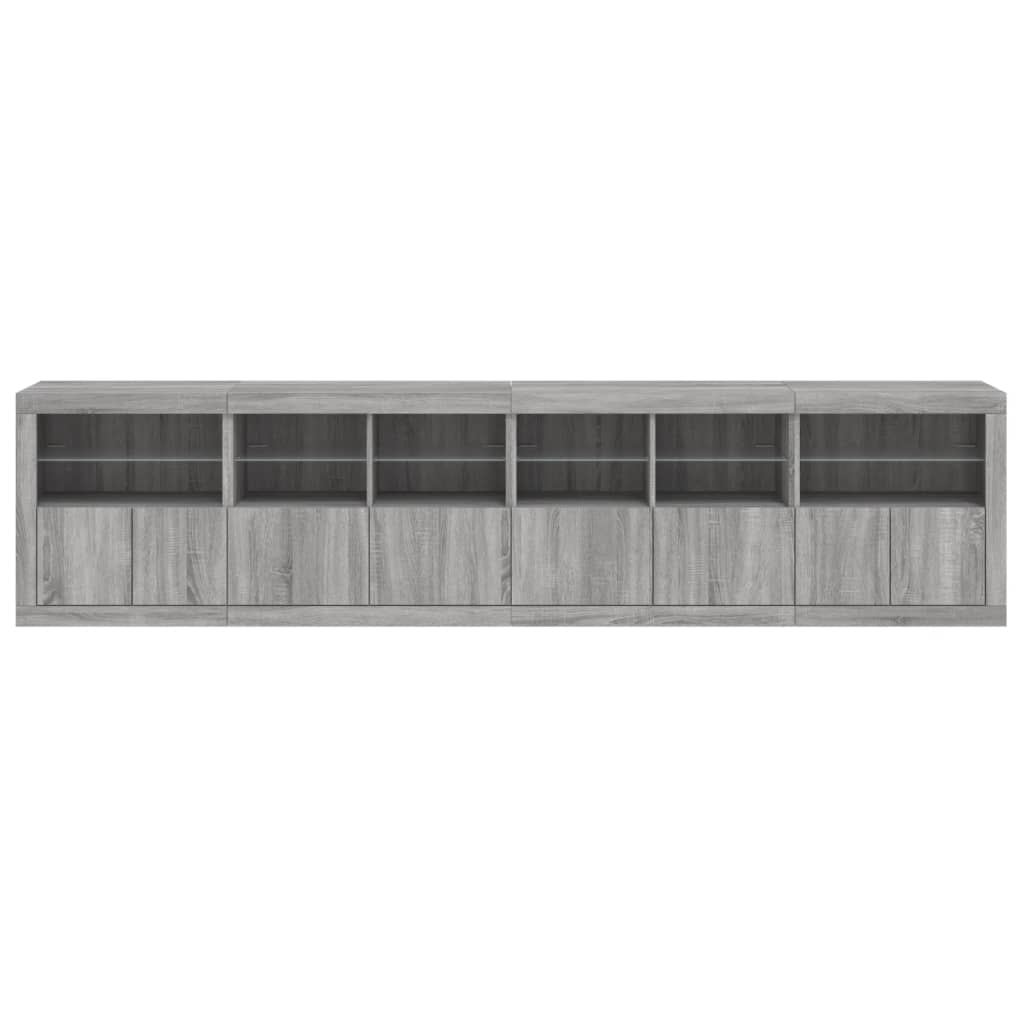 vidaXL Dulap cu lumini LED, gri sonoma, 283x37x67 cm vidaXL Dulap cu lumini LED, gri sonoma, 283x37x67 cm