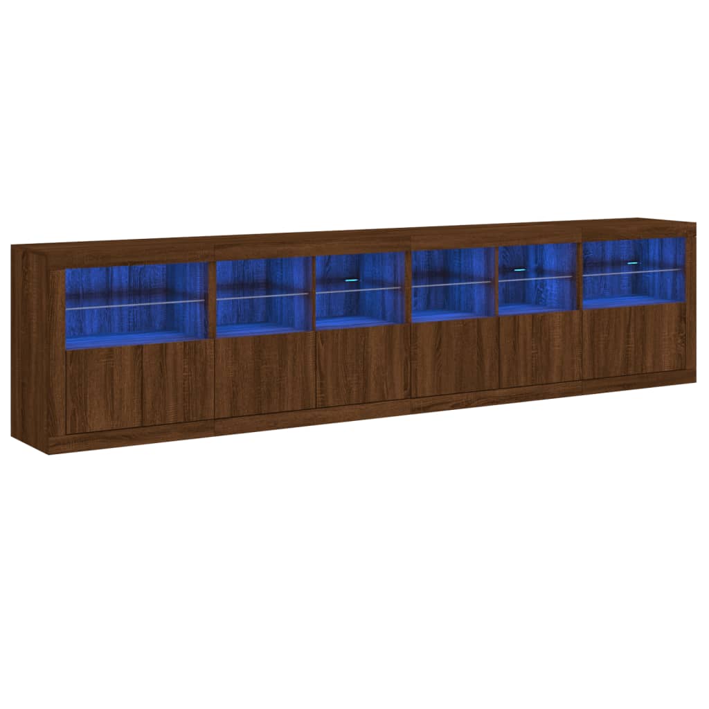 vidaXL Dulap cu lumini LED, stejar maro, 283x37x67 cm vidaXL Dulap cu lumini LED, stejar maro, 283x37x67 cm