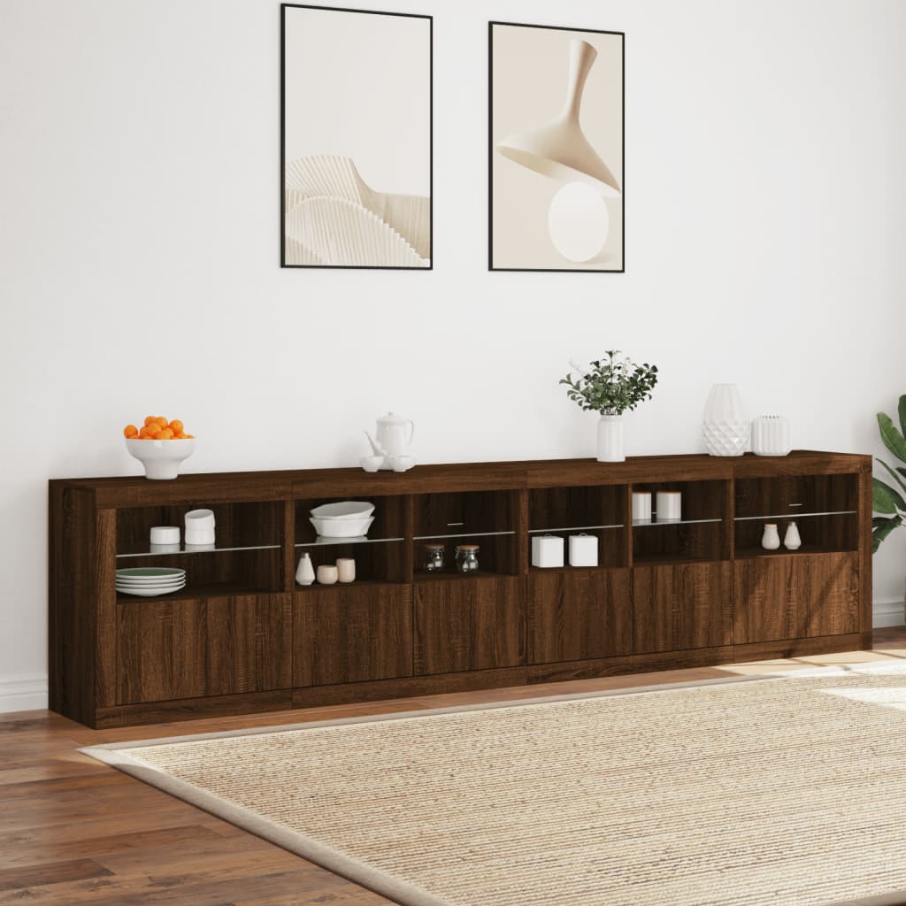 vidaXL Dulap cu lumini LED, stejar maro, 283x37x67 cm vidaXL Dulap cu lumini LED, stejar maro, 283x37x67 cm
