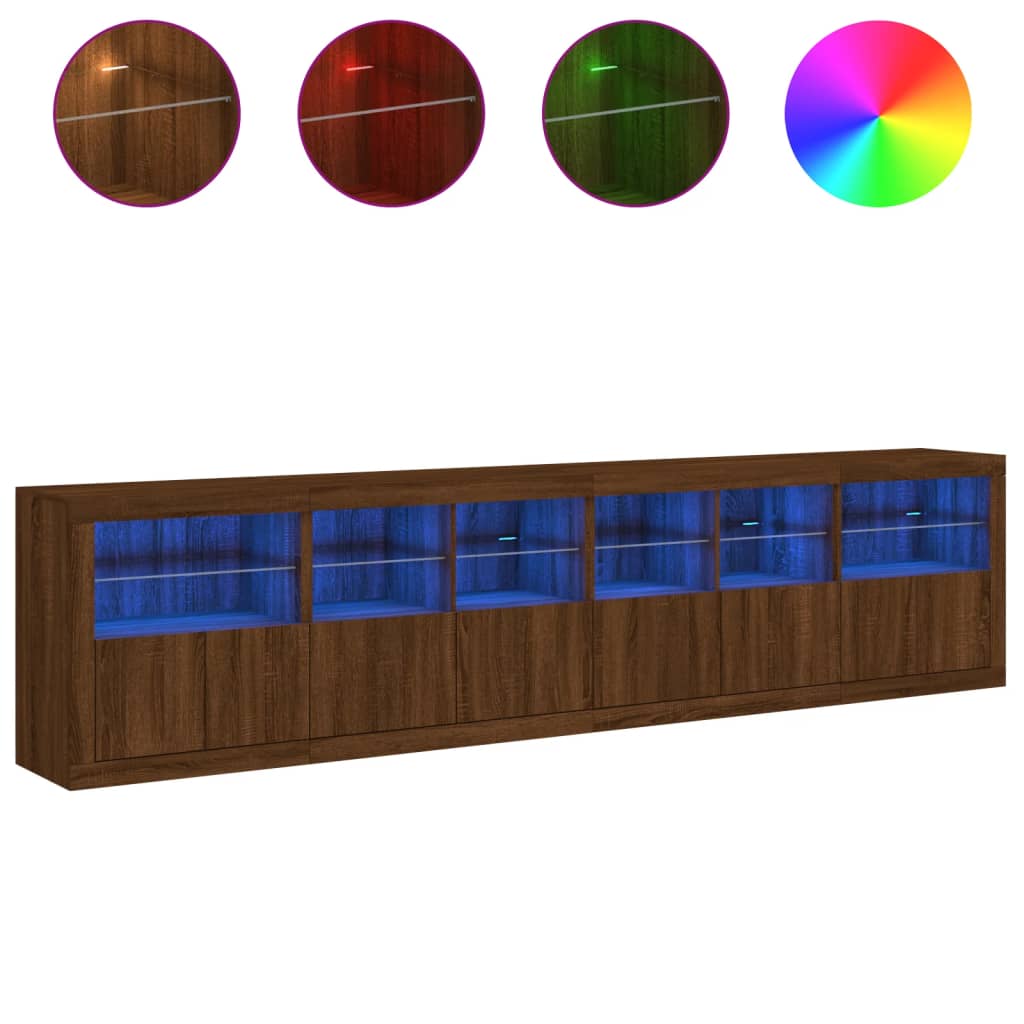 vidaXL Dulap cu lumini LED, stejar maro, 283x37x67 cm vidaXL Dulap cu lumini LED, stejar maro, 283x37x67 cm