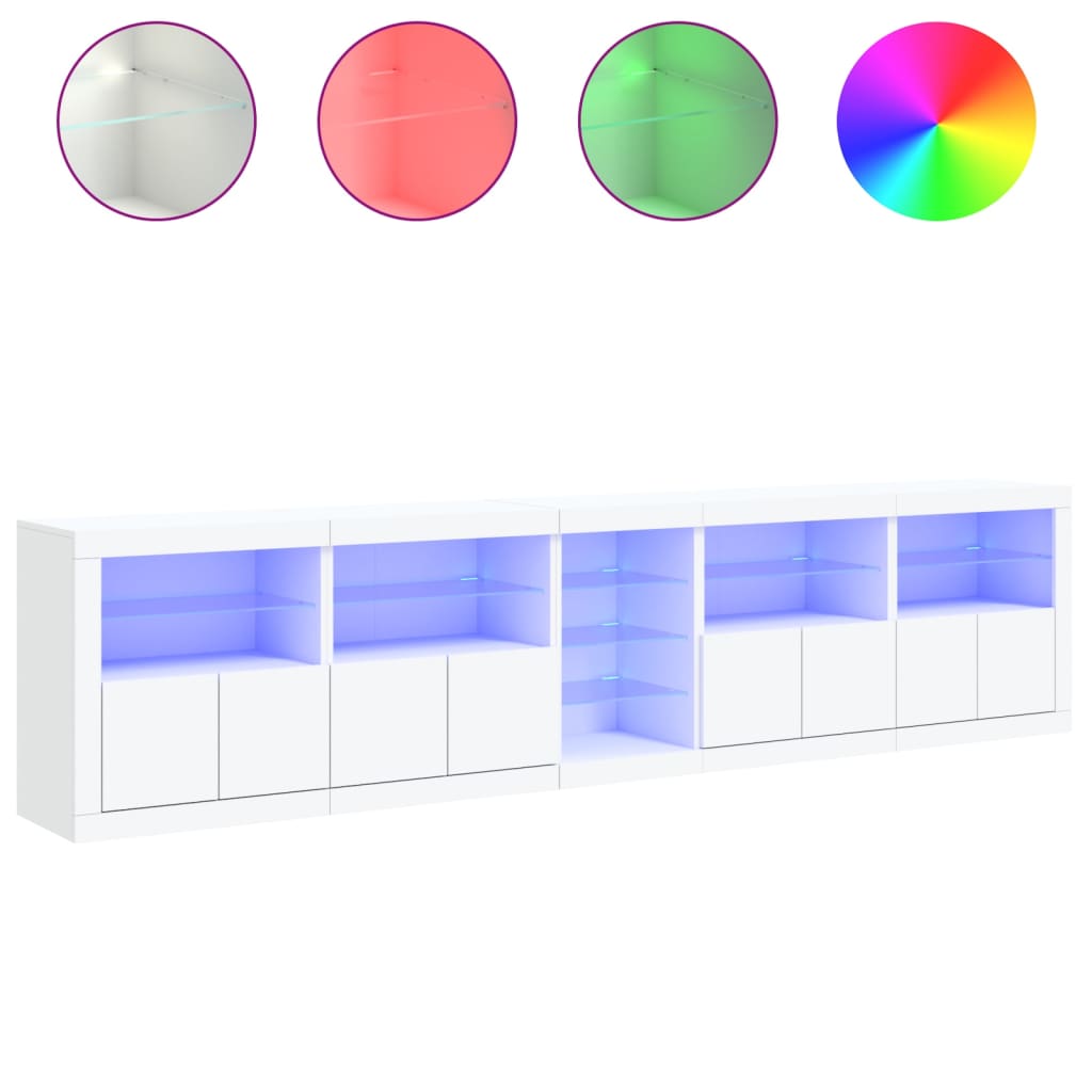 vidaXL Dulap cu lumini LED, alb, 283x37x67 cm vidaXL Dulap cu lumini LED, alb, 283x37x67 cm