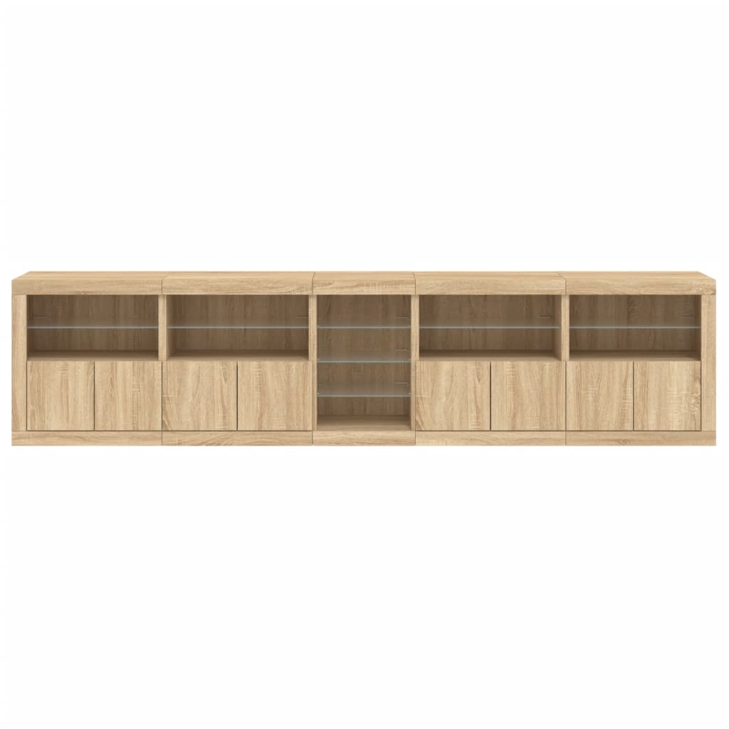 vidaXL Dulap cu lumini LED, stejar sonoma, 283x37x67 cm vidaXL Dulap cu lumini LED, stejar sonoma, 283x37x67 cm
