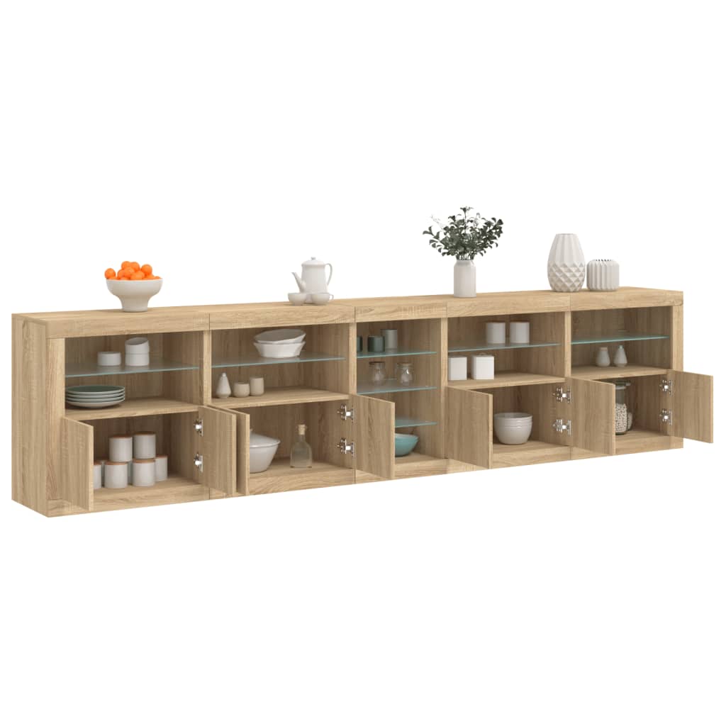 vidaXL Dulap cu lumini LED, stejar sonoma, 283x37x67 cm vidaXL Dulap cu lumini LED, stejar sonoma, 283x37x67 cm