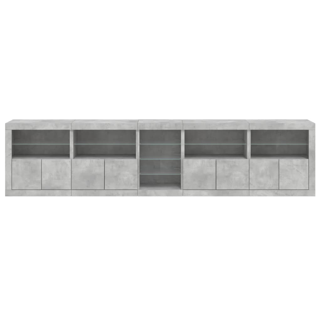 vidaXL Dulap cu lumini LED, gri beton, 283x37x67 cm