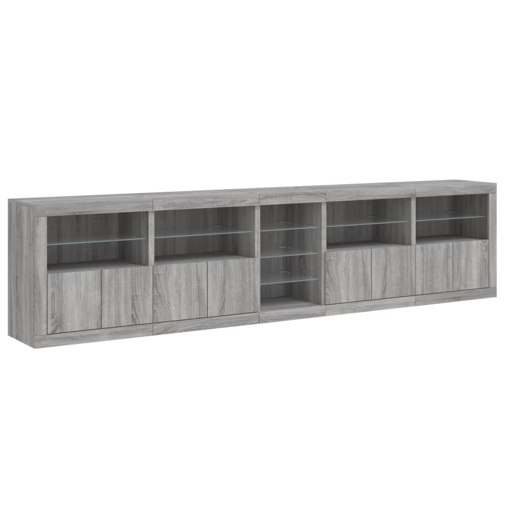 vidaXL Dulap cu lumini LED, gri sonoma, 283x37x67 cm