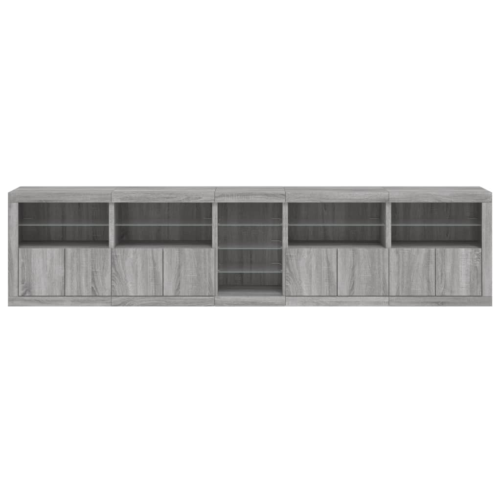 vidaXL Dulap cu lumini LED, gri sonoma, 283x37x67 cm