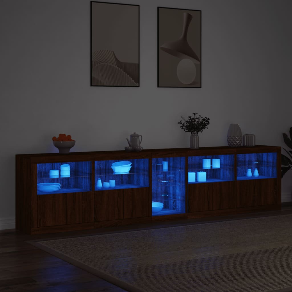 vidaXL Dulap cu lumini LED, stejar maro, 283x37x67 cm vidaXL Dulap cu lumini LED, stejar maro, 283x37x67 cm