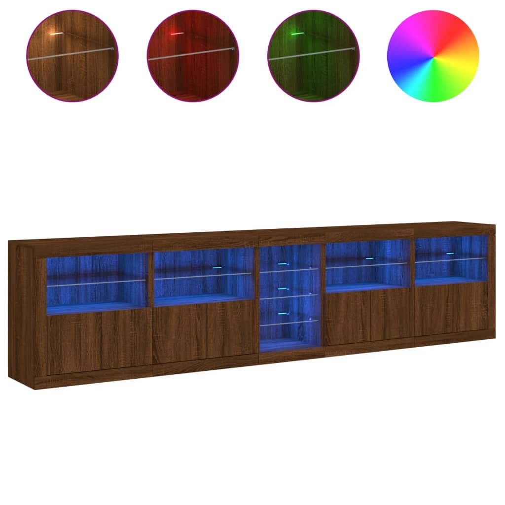 vidaXL Dulap cu lumini LED, stejar maro, 283x37x67 cm vidaXL Dulap cu lumini LED, stejar maro, 283x37x67 cm
