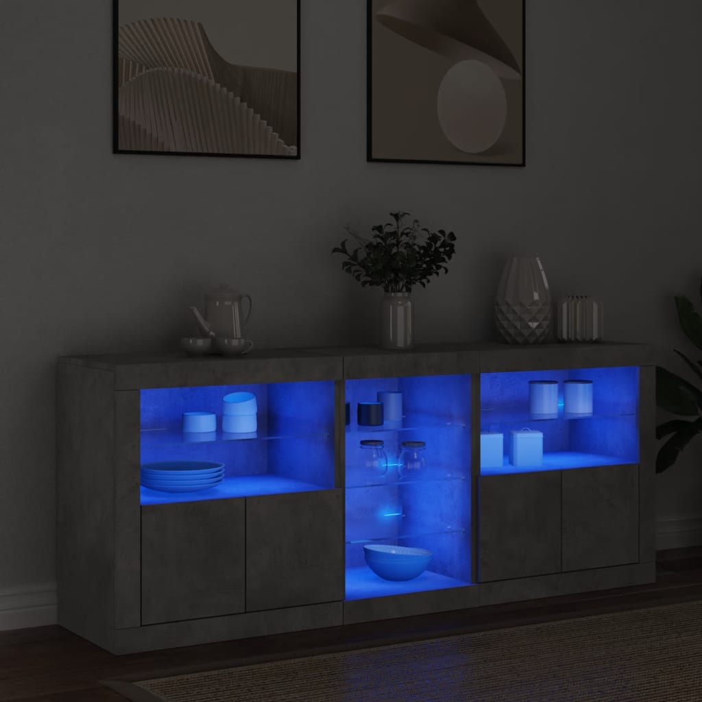 vidaXL Servantă cu lumini LED, gri beton, 162x37x67 cm vidaXL Servantă cu lumini LED, gri beton, 162x37x67 cm