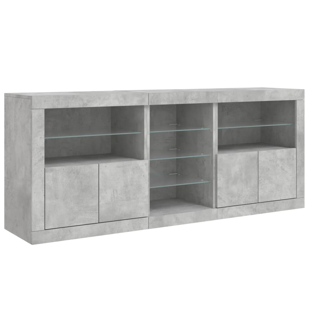 vidaXL Servantă cu lumini LED, gri beton, 162x37x67 cm vidaXL Servantă cu lumini LED, gri beton, 162x37x67 cm