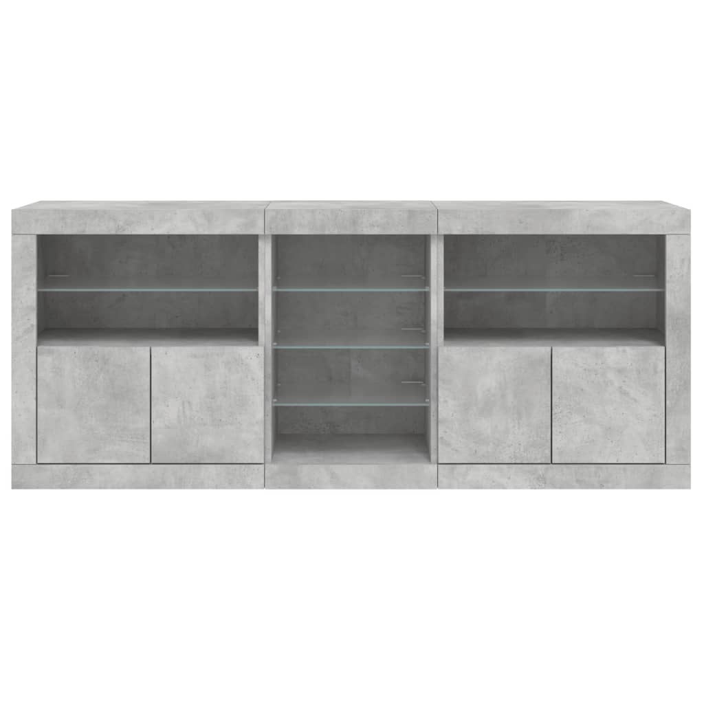 vidaXL Servantă cu lumini LED, gri beton, 162x37x67 cm vidaXL Servantă cu lumini LED, gri beton, 162x37x67 cm