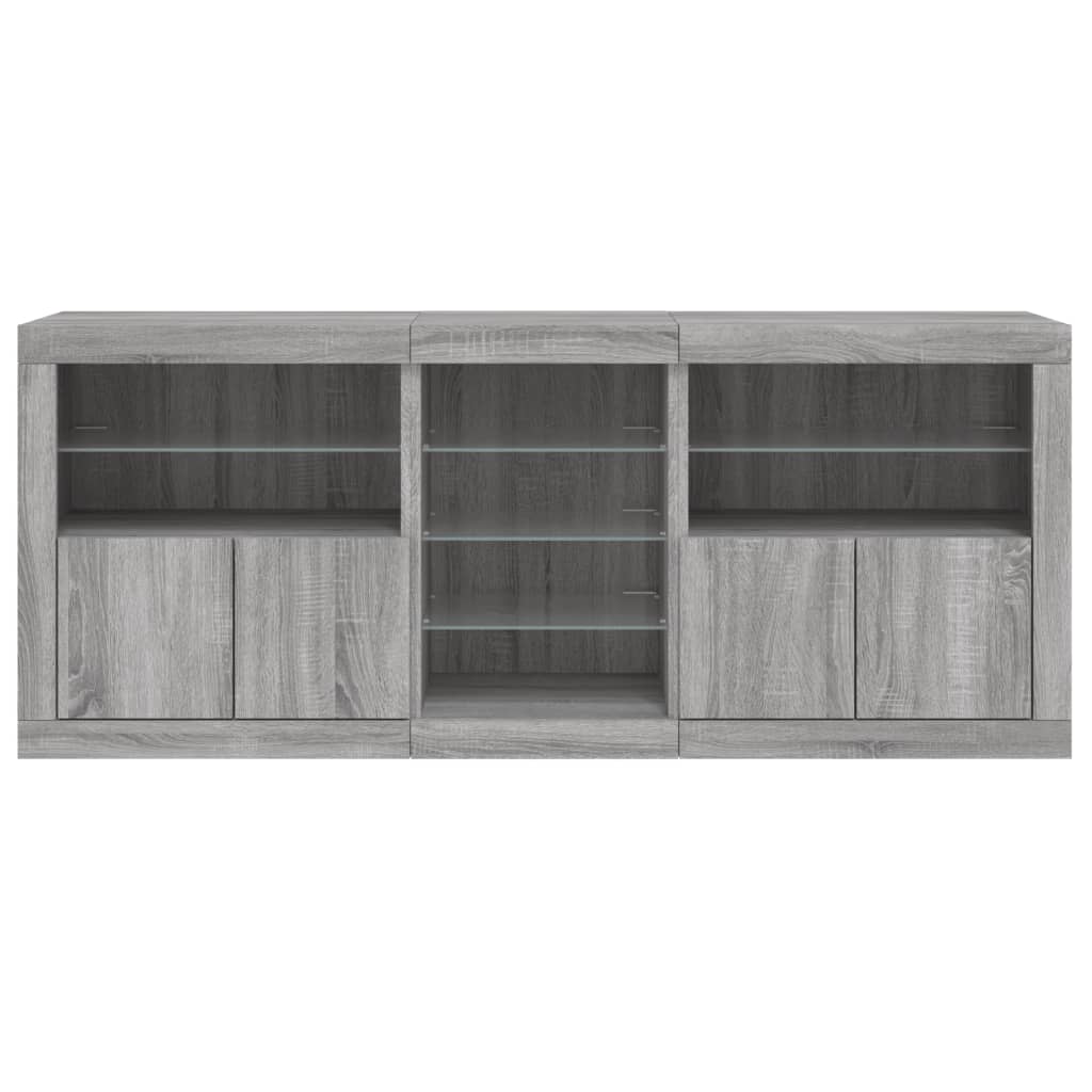 vidaXL Servantă cu lumini LED, gri sonoma, 162x37x67 cm vidaXL Servantă cu lumini LED, gri sonoma, 162x37x67 cm