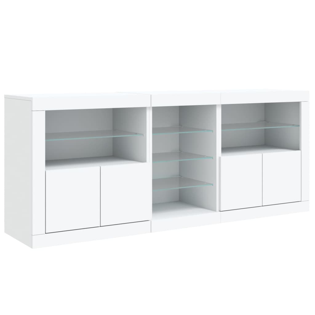 vidaXL Servantă cu lumini LED, alb, 181,5x37x67 cm vidaXL Servantă cu lumini LED, alb, 181,5x37x67 cm