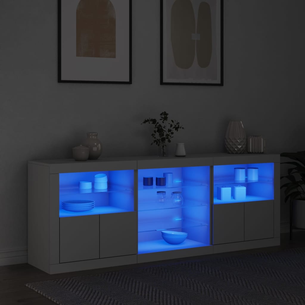 vidaXL Servantă cu lumini LED, alb, 181,5x37x67 cm vidaXL Servantă cu lumini LED, alb, 181,5x37x67 cm