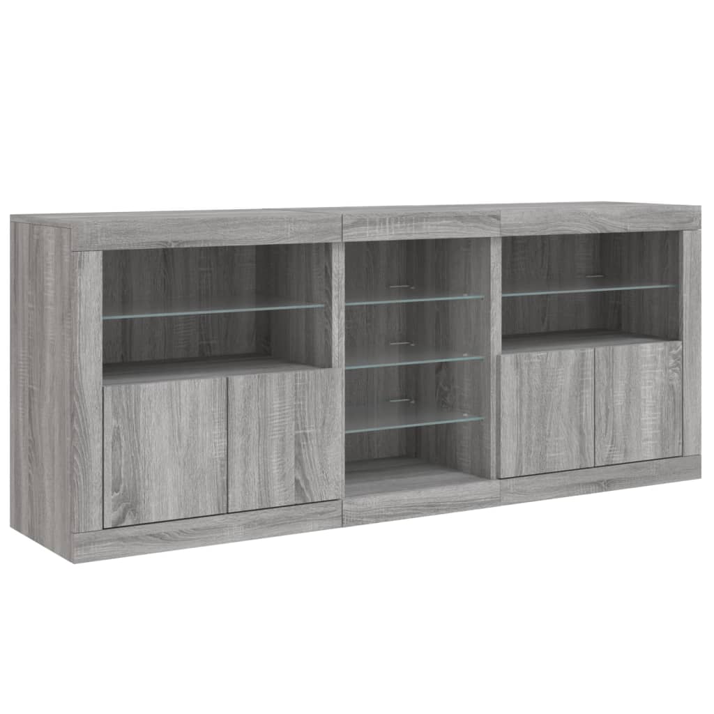 vidaXL Servantă cu lumini LED, gri sonoma, 181,5x37x67 cm vidaXL Servantă cu lumini LED, gri sonoma, 181,5x37x67 cm
