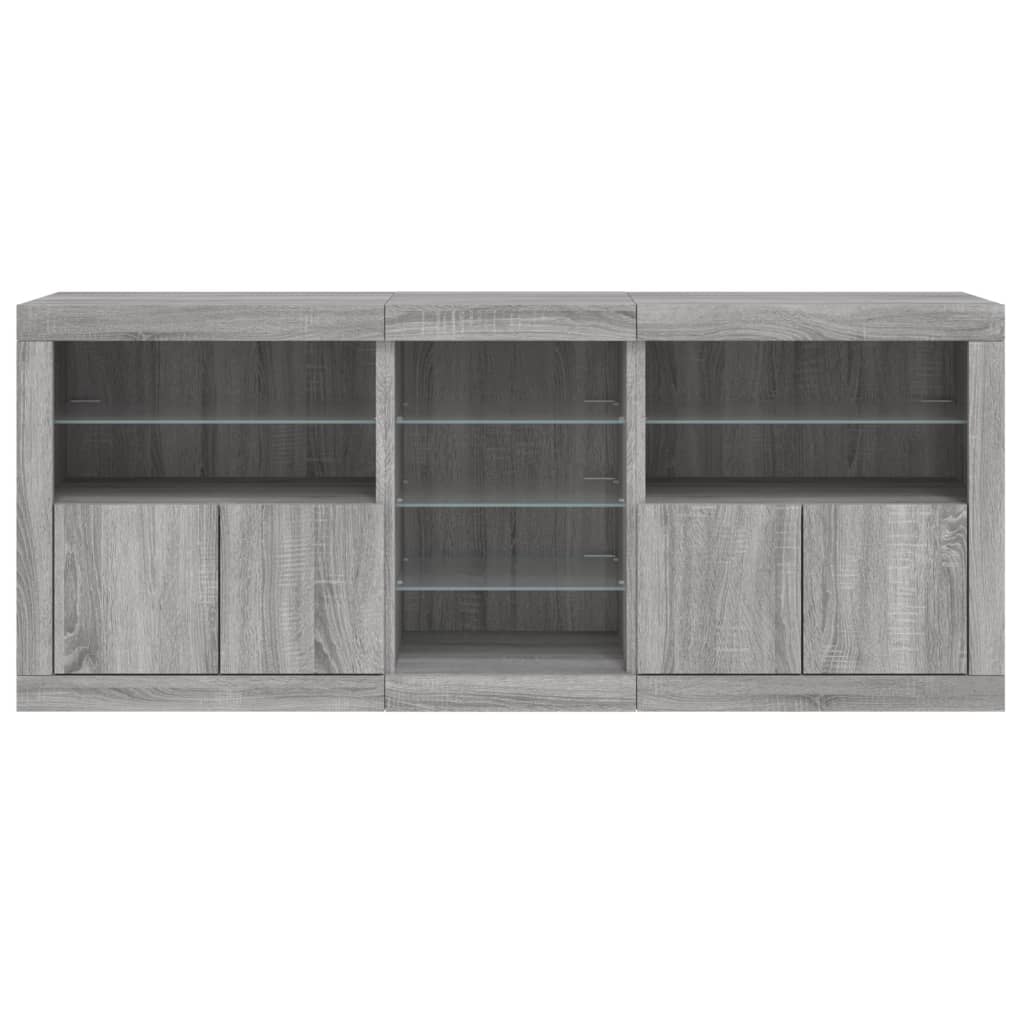 vidaXL Servantă cu lumini LED, gri sonoma, 181,5x37x67 cm vidaXL Servantă cu lumini LED, gri sonoma, 181,5x37x67 cm