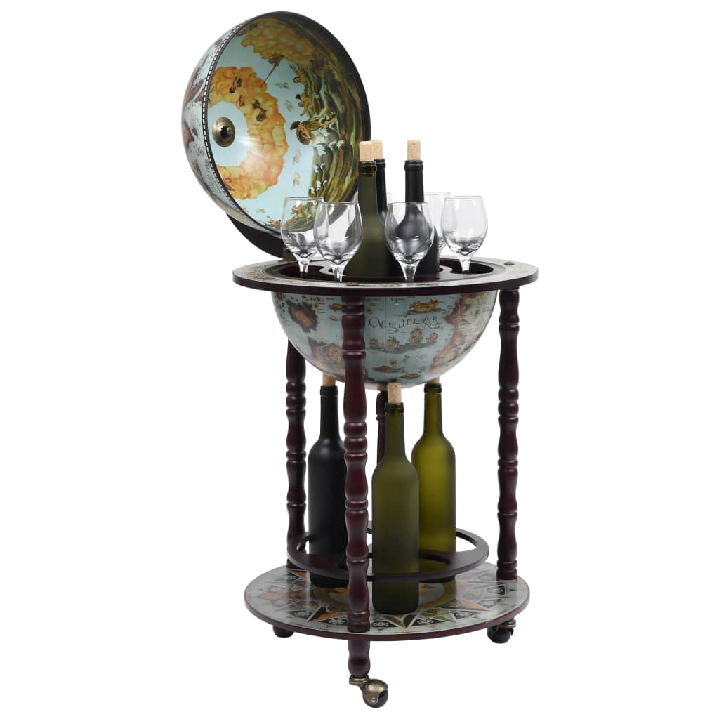 vidaXL Bar tip glob pământesc suport sticle de vin, albastru, eucalipt vidaXL Bar tip glob pământesc suport sticle de vin, albastru, eucalipt