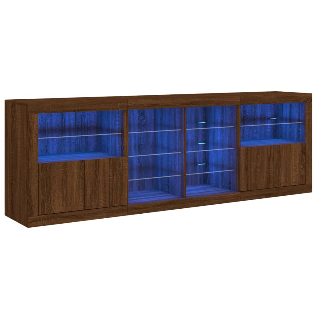 vidaXL Servantă cu lumini LED, stejar maro, 202x37x67 cm vidaXL Servantă cu lumini LED, stejar maro, 202x37x67 cm