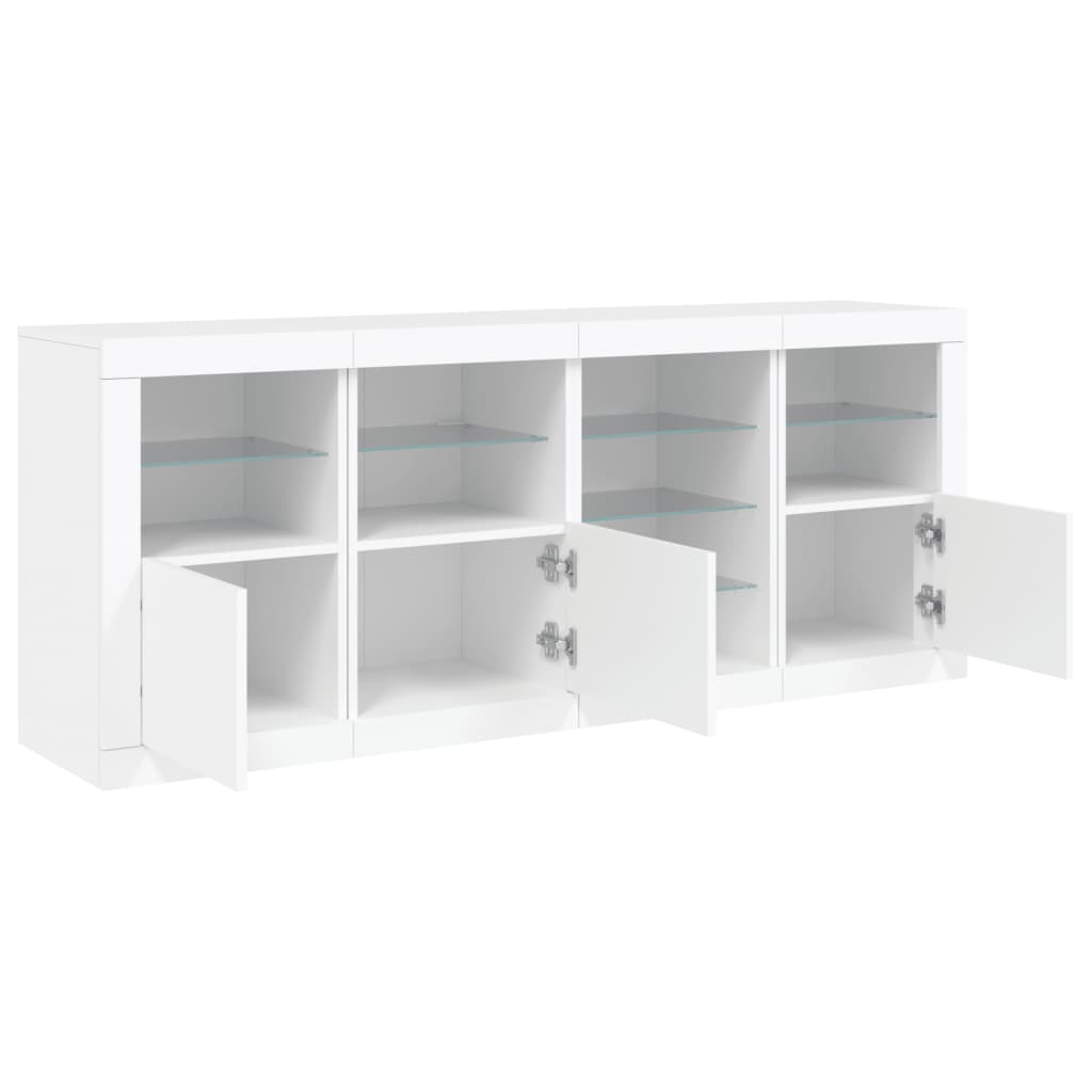 vidaXL Servantă cu lumini LED, alb, 164x37x67 cm vidaXL Servantă cu lumini LED, alb, 164x37x67 cm