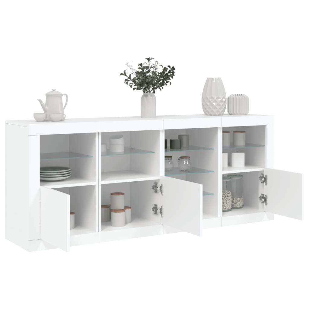 vidaXL Servantă cu lumini LED, alb, 164x37x67 cm vidaXL Servantă cu lumini LED, alb, 164x37x67 cm