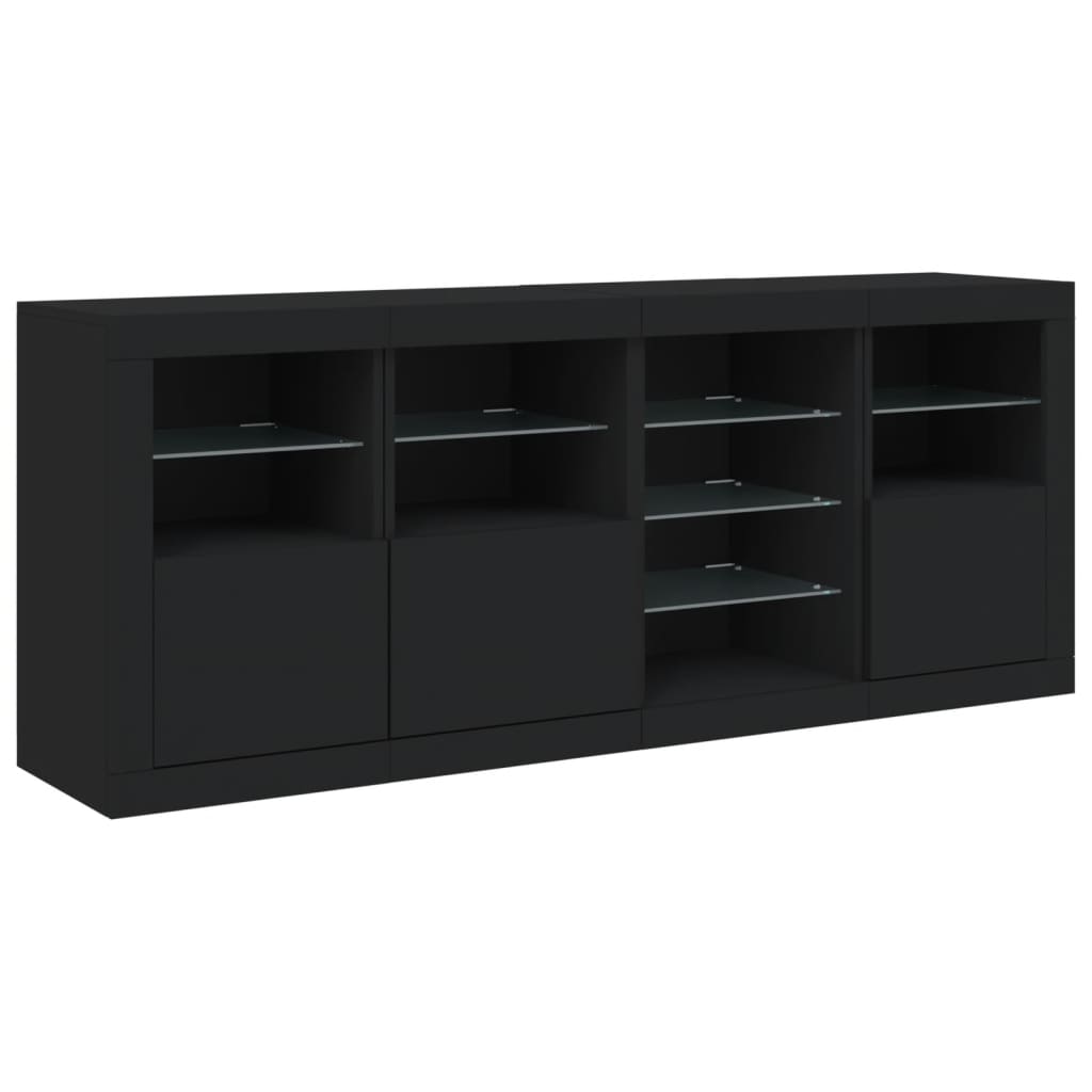 vidaXL Servantă cu lumini LED, negru, 164x37x67 cm