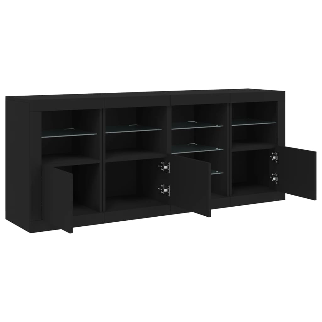 vidaXL Servantă cu lumini LED, negru, 164x37x67 cm