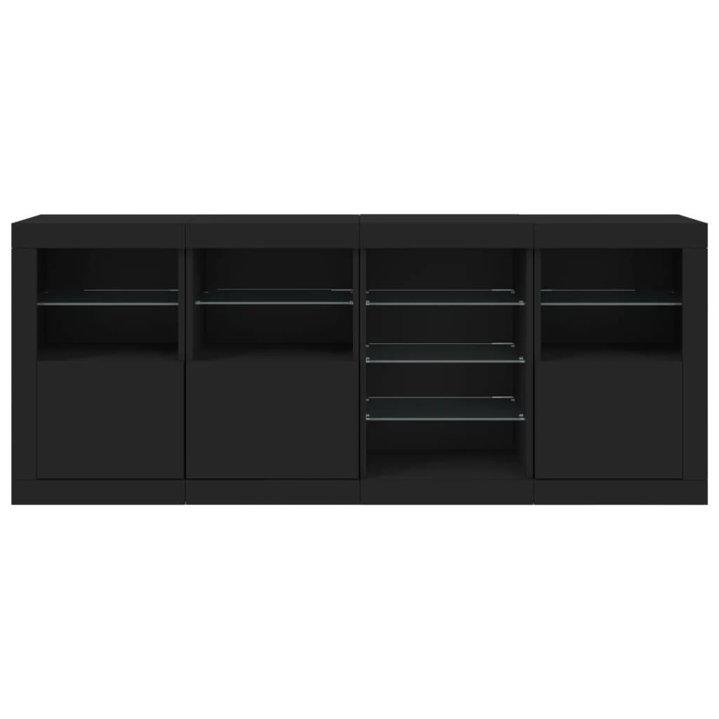 vidaXL Servantă cu lumini LED, negru, 164x37x67 cm