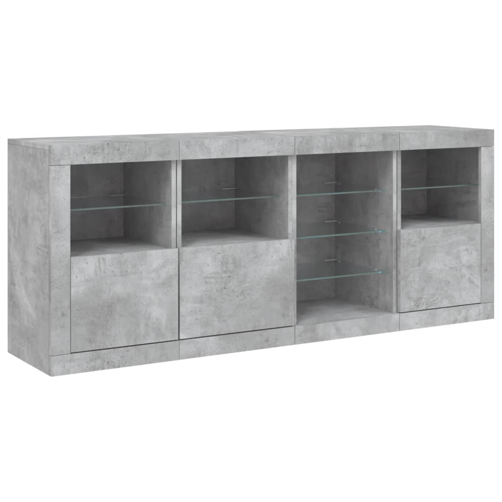 vidaXL Servantă cu lumini LED, gri beton, 164x37x67 cm vidaXL Servantă cu lumini LED, gri beton, 164x37x67 cm