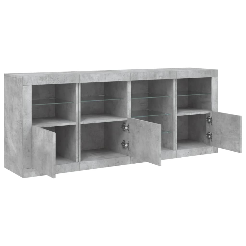 vidaXL Servantă cu lumini LED, gri beton, 164x37x67 cm vidaXL Servantă cu lumini LED, gri beton, 164x37x67 cm