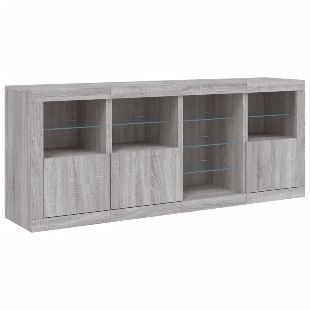 vidaXL Servantă cu lumini LED, gri sonoma, 164x37x67 cm vidaXL Servantă cu lumini LED, gri sonoma, 164x37x67 cm