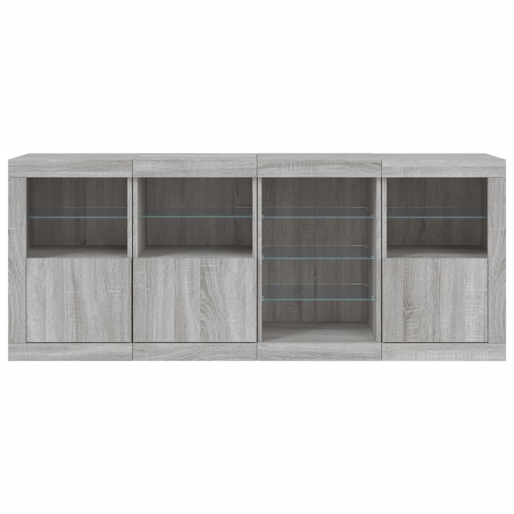 vidaXL Servantă cu lumini LED, gri sonoma, 164x37x67 cm vidaXL Servantă cu lumini LED, gri sonoma, 164x37x67 cm