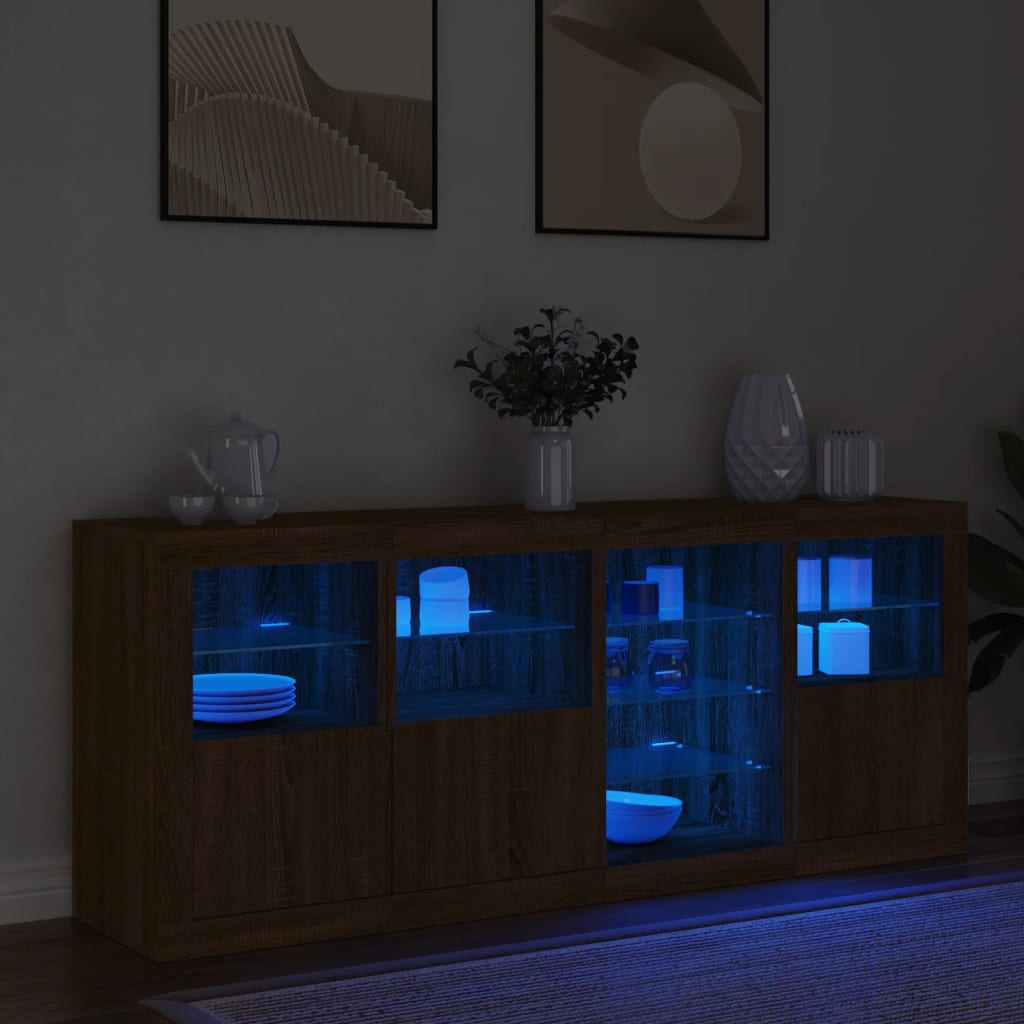vidaXL Servantă cu lumini LED, stejar maro, 164x37x67 cm vidaXL Servantă cu lumini LED, stejar maro, 164x37x67 cm