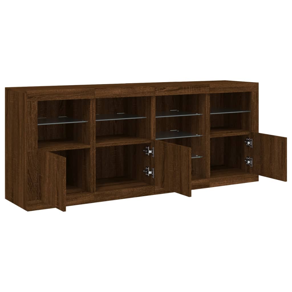vidaXL Servantă cu lumini LED, stejar maro, 164x37x67 cm vidaXL Servantă cu lumini LED, stejar maro, 164x37x67 cm