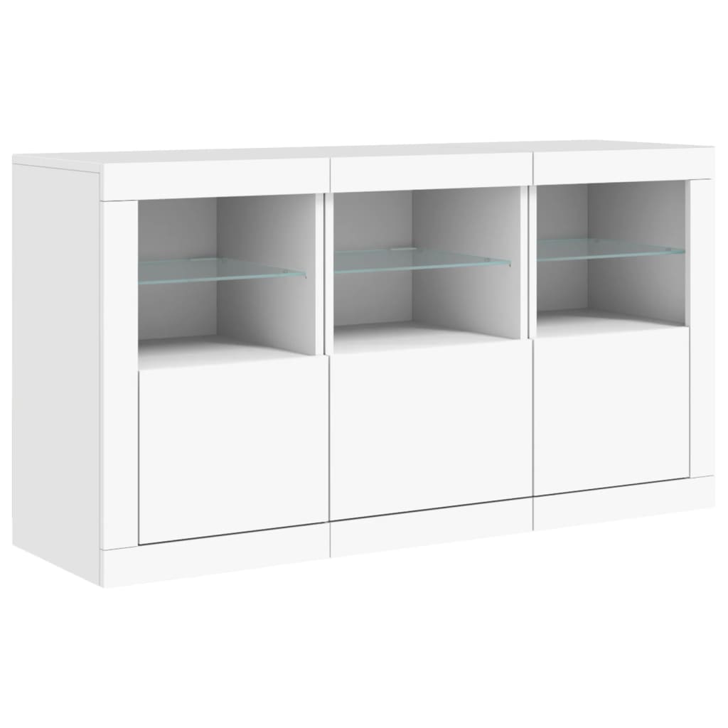 vidaXL Servantă cu lumini LED, alb, 123x37x67 cm vidaXL Servantă cu lumini LED, alb, 123x37x67 cm