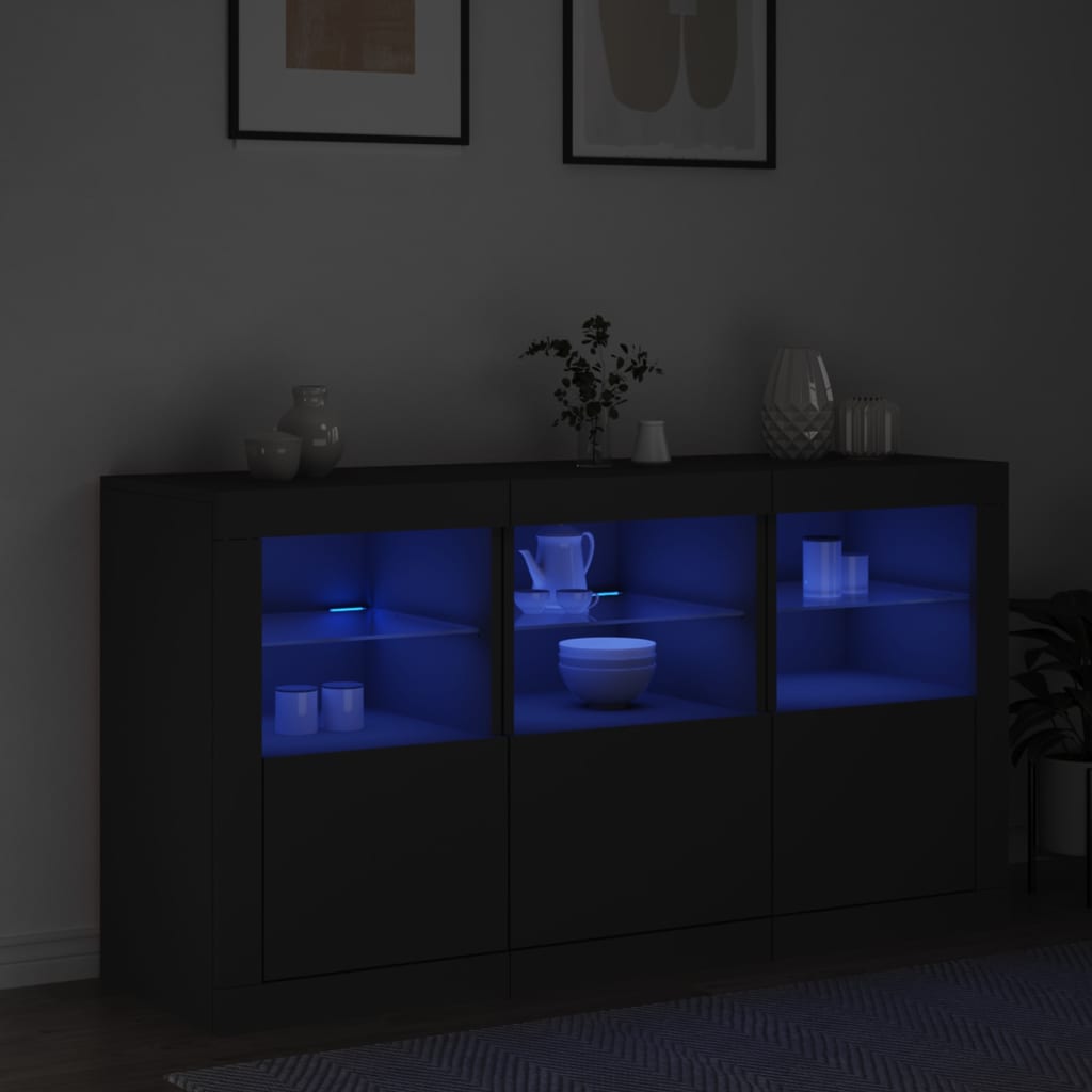 vidaXL Dulap cu lumini LED, negru, 123x37x67 cm vidaXL Dulap cu lumini LED, negru, 123x37x67 cm