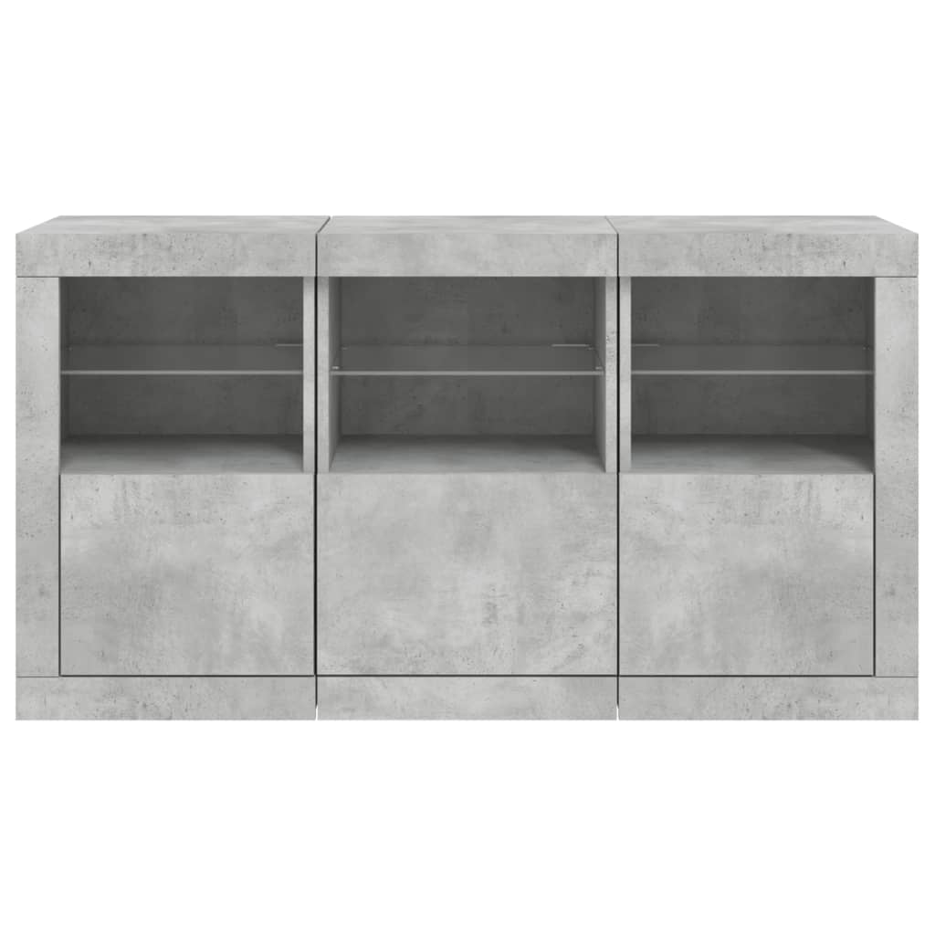 vidaXL Servantă cu lumini LED, gri beton, 123x37x67 cm
