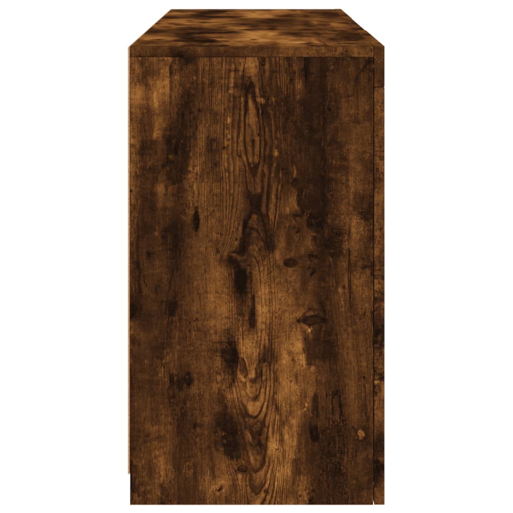 vidaXL Servantă cu lumini LED, stejar fumuriu, 123x37x67 cm