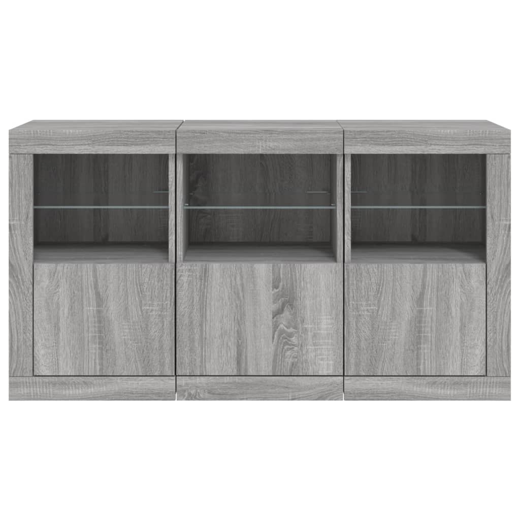vidaXL Servantă cu lumini LED, gri sonoma, 123x37x67 cm