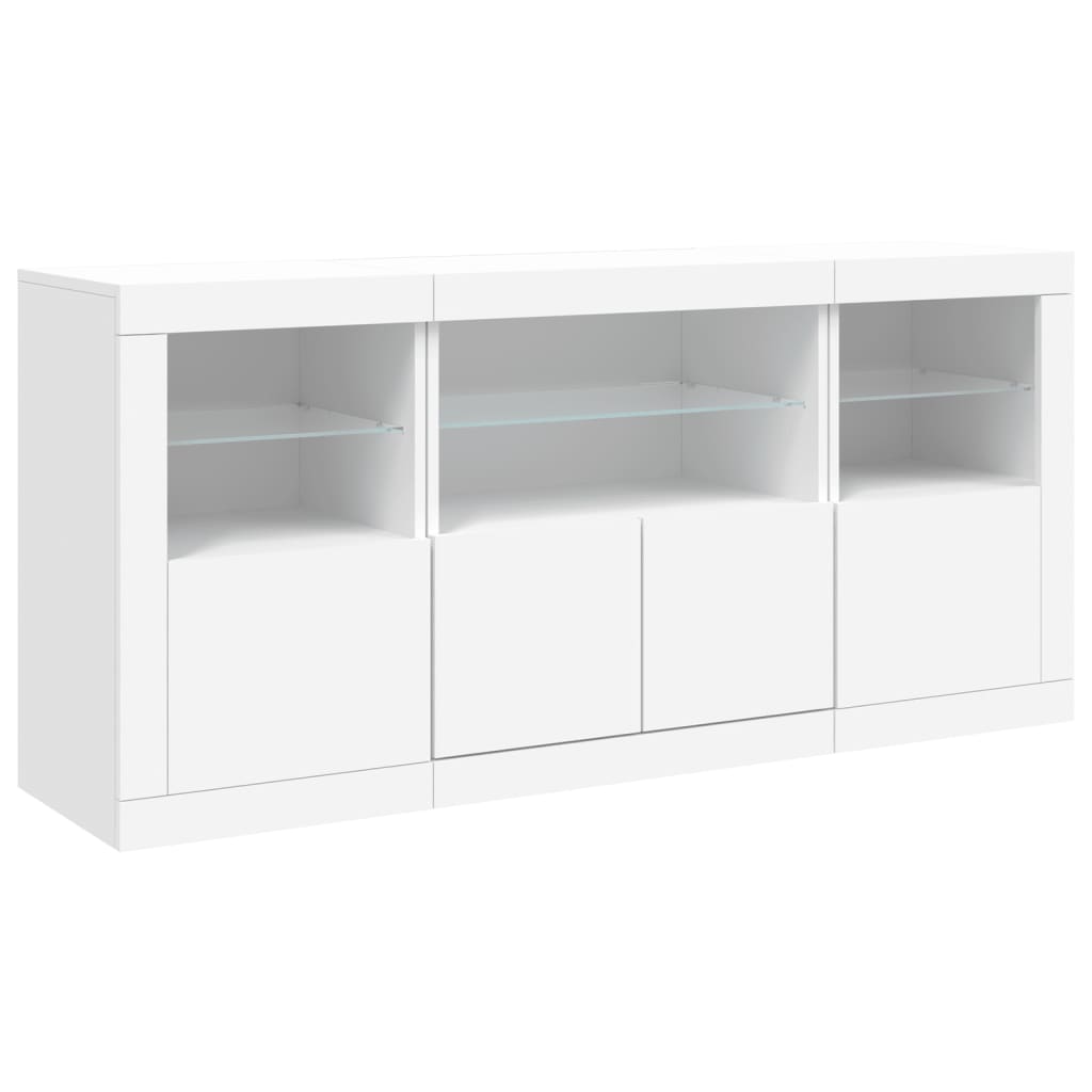 vidaXL Servantă cu lumini LED, alb, 142,5x37x67 cm