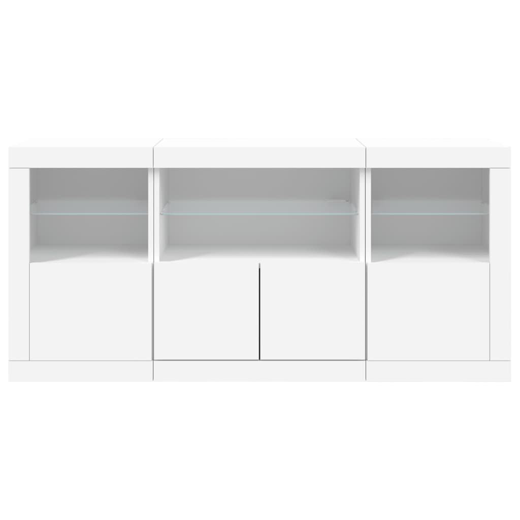 vidaXL Servantă cu lumini LED, alb, 142,5x37x67 cm