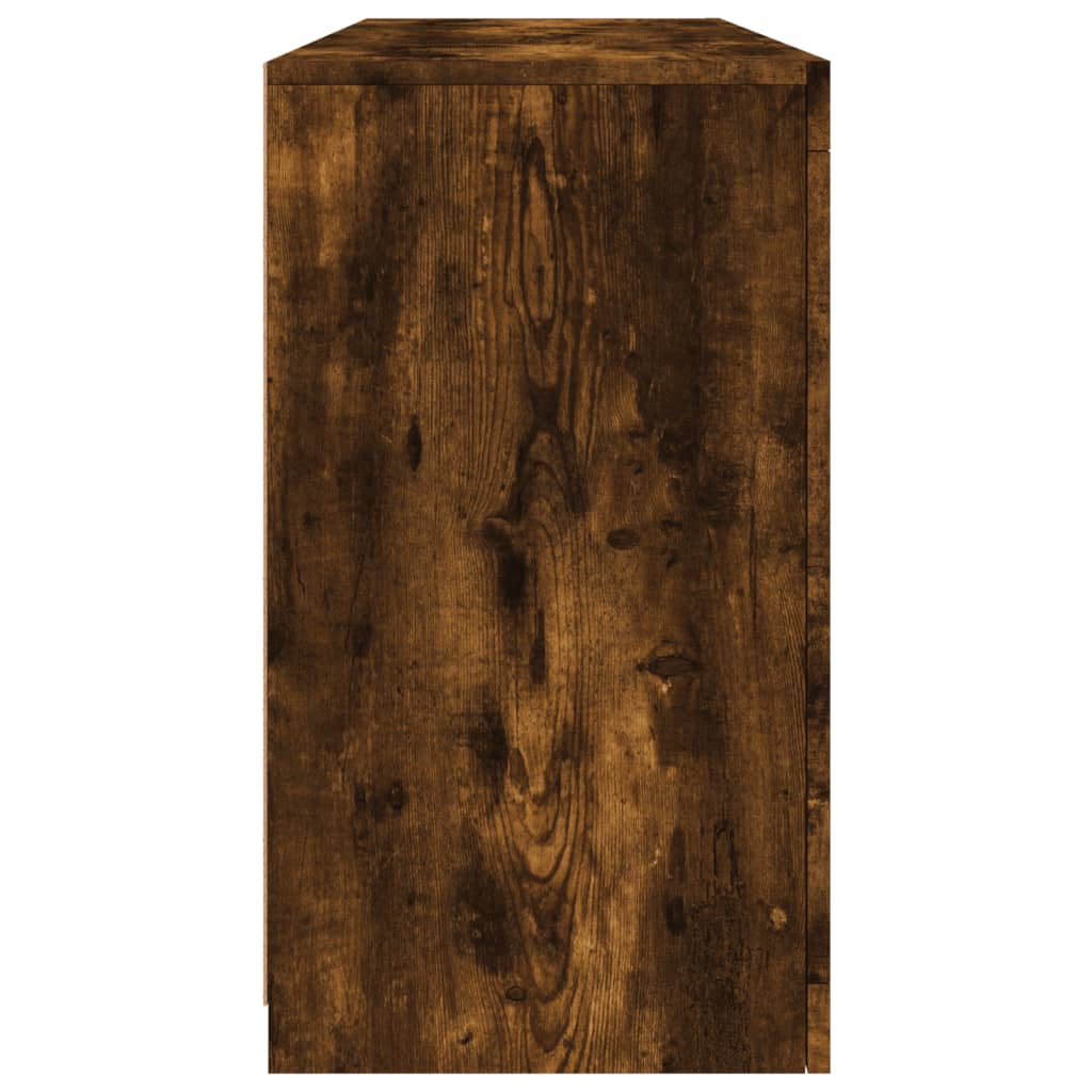 vidaXL Servantă cu lumini LED, stejar fumuriu, 142,5x37x67 cm