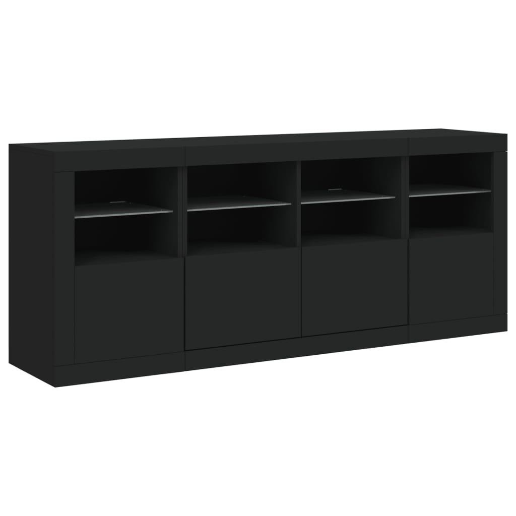 vidaXL Servantă cu lumini LED, negru, 163x37x67 cm vidaXL Servantă cu lumini LED, negru, 163x37x67 cm