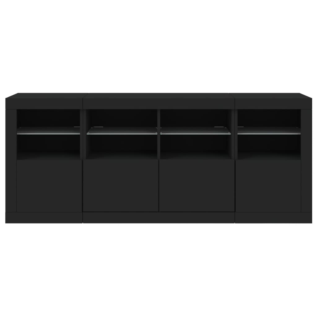 vidaXL Servantă cu lumini LED, negru, 163x37x67 cm vidaXL Servantă cu lumini LED, negru, 163x37x67 cm
