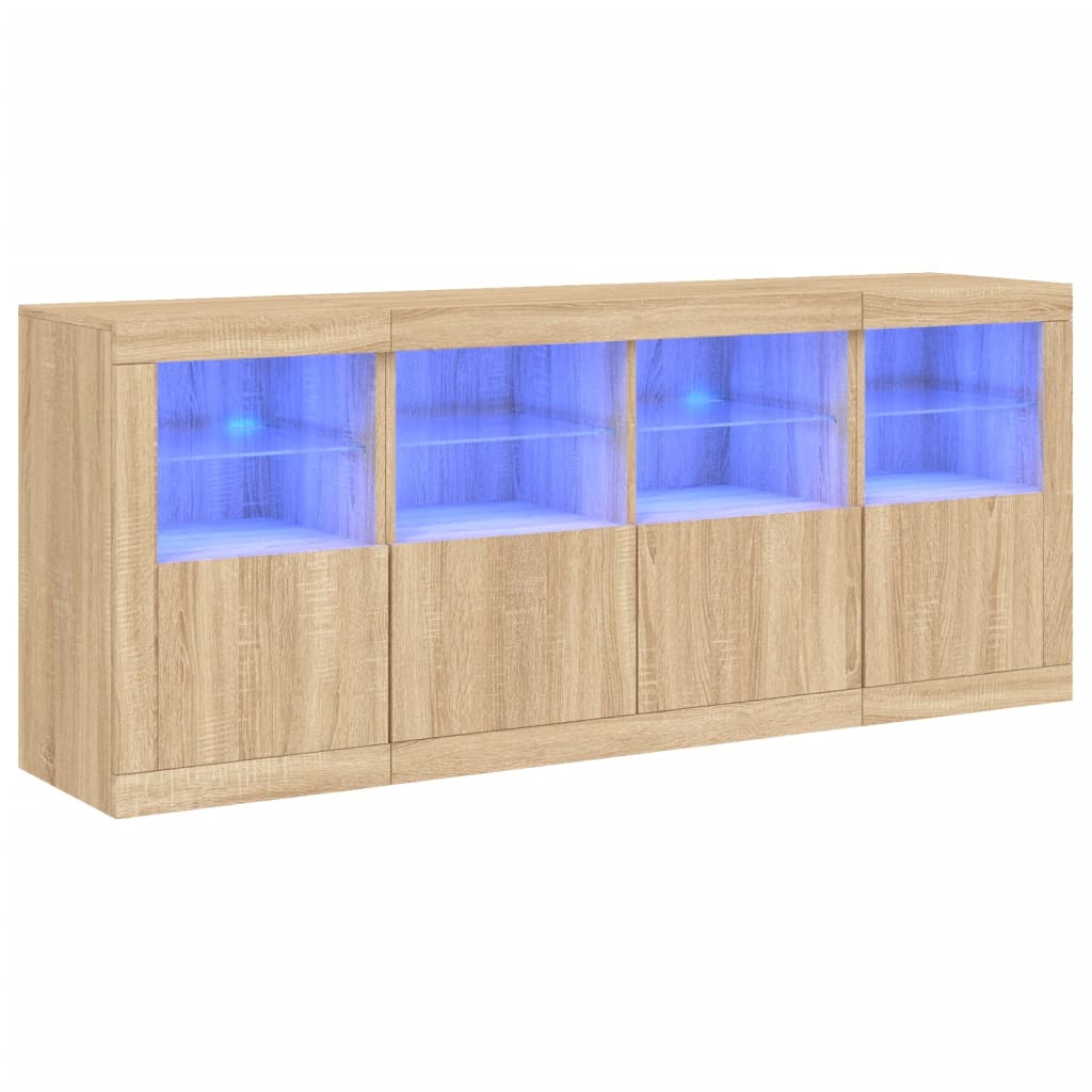 vidaXL Servantă cu lumini LED, stejar sonoma, 163x37x67 cm