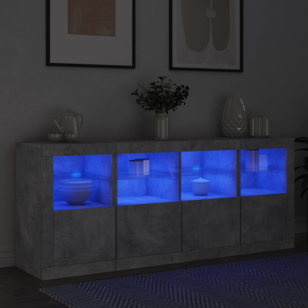 vidaXL Servantă cu lumini LED, gri beton, 163x37x67 cm vidaXL Servantă cu lumini LED, gri beton, 163x37x67 cm