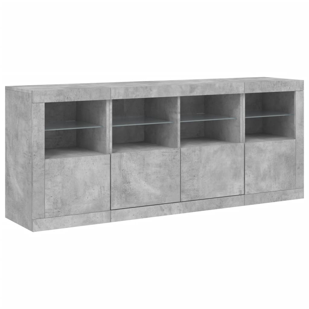vidaXL Servantă cu lumini LED, gri beton, 163x37x67 cm vidaXL Servantă cu lumini LED, gri beton, 163x37x67 cm