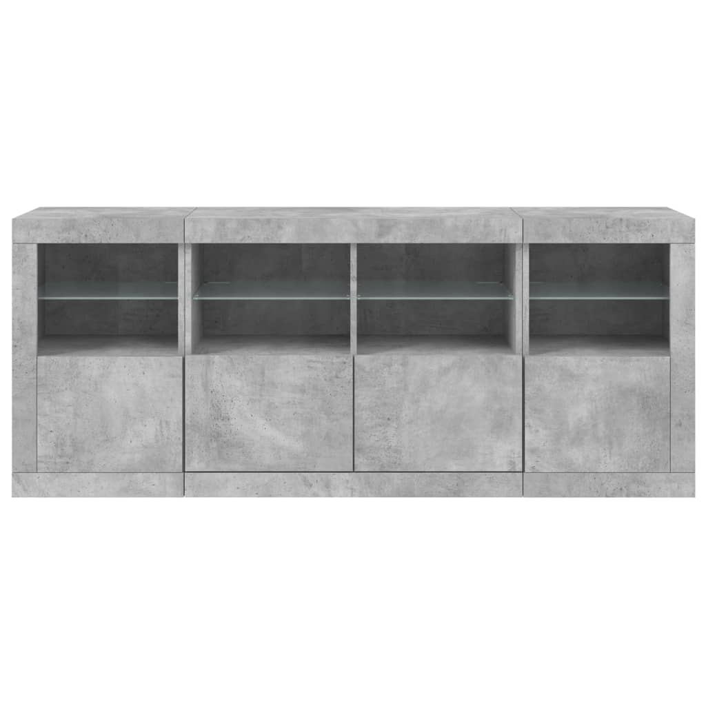 vidaXL Servantă cu lumini LED, gri beton, 163x37x67 cm vidaXL Servantă cu lumini LED, gri beton, 163x37x67 cm