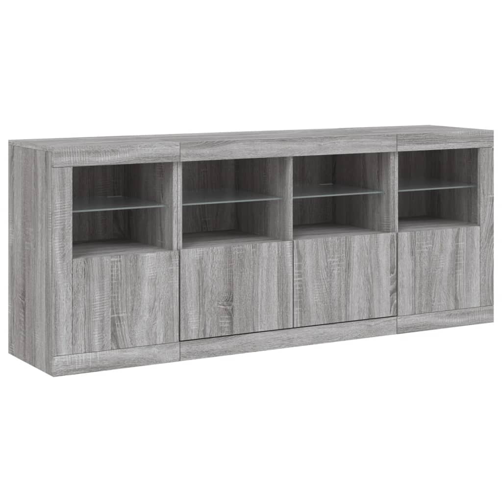 vidaXL Servantă cu lumini LED, gri sonoma, 163x37x67 cm vidaXL Servantă cu lumini LED, gri sonoma, 163x37x67 cm