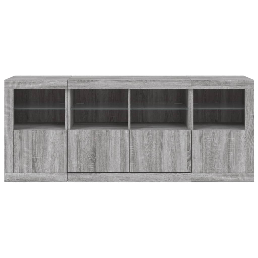 vidaXL Servantă cu lumini LED, gri sonoma, 163x37x67 cm vidaXL Servantă cu lumini LED, gri sonoma, 163x37x67 cm