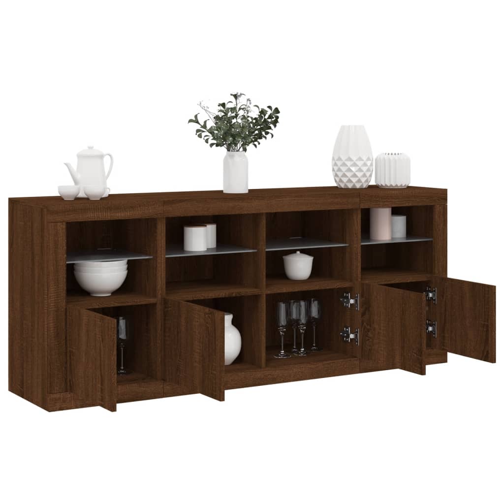 vidaXL Servantă cu lumini LED, stejar maro, 163x37x67 cm vidaXL Servantă cu lumini LED, stejar maro, 163x37x67 cm